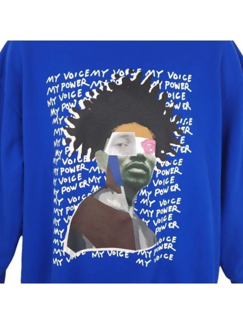 Black History Month Sweatshirt Mens Size Large Blue My Voice My Power